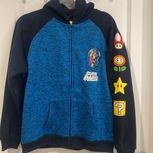 New boys Mario brothers hoodie XL blue color